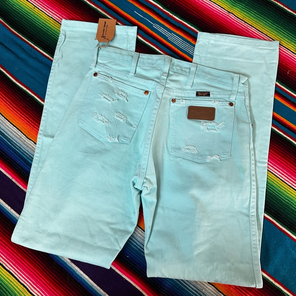 Dyed distressed Wrangler jeans